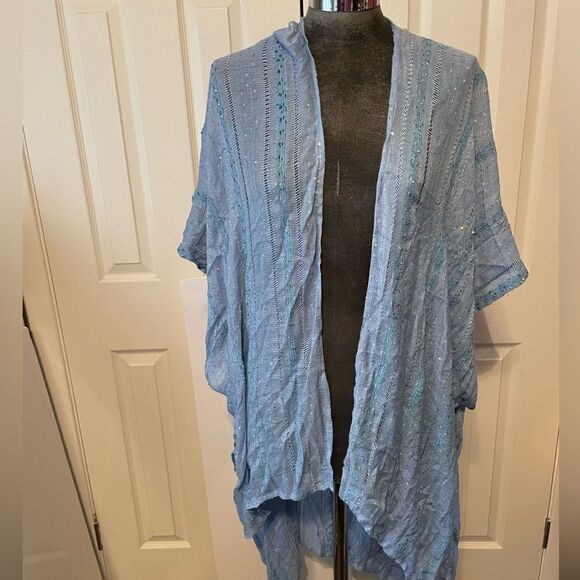Free People Crystal Blue Kimono One Size